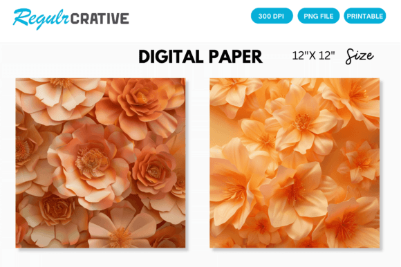 Download Orange Flower Digital Paper Backgrounds - Premium Resources