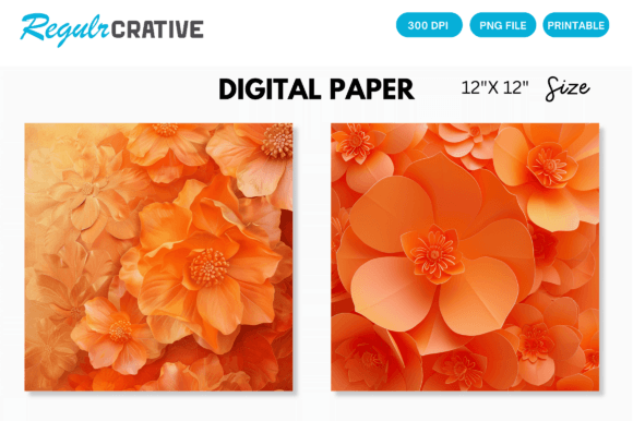 Download Orange Flower Digital Paper Backgrounds - Premium Resources