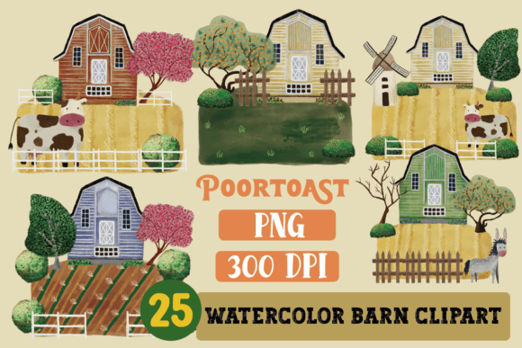 Download Watercolor Barn 25 Clipart - Watercolor barn Collection