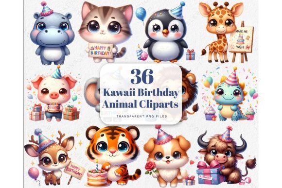 Download Kawaii Birthday Animal PNG Cliparts - Birthday animal Collection