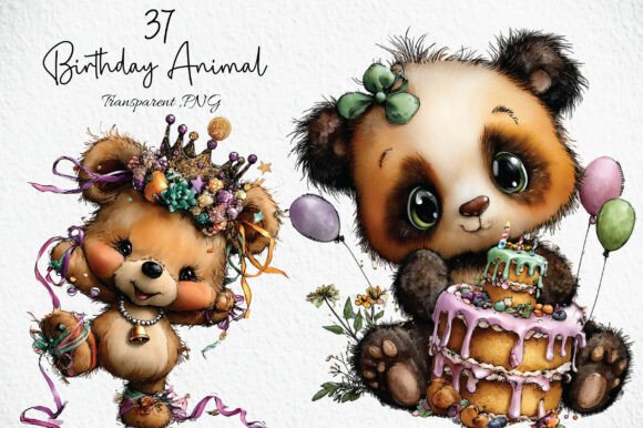 Download Whimsical Birthday Animal Clipart - Birthday animal Collection