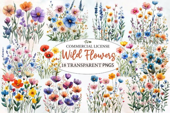 Download Charming Wild Flowers Watercolor Clipart - Flowers watercolor Collection