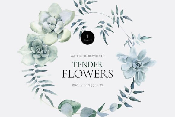 Download Tender Flowers Watercolor Wreath - Flowers watercolor Collection