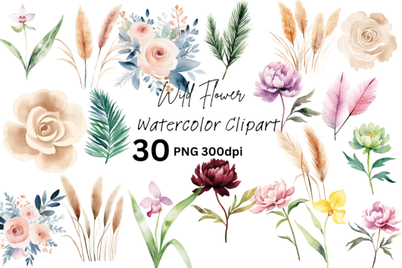 Download Watercolor Wild Flowers Clipart - Wild flowers clipart Collection