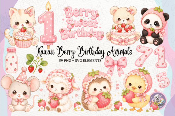 Download Kawaii Berry Birthday Animals - Birthday animal Collection