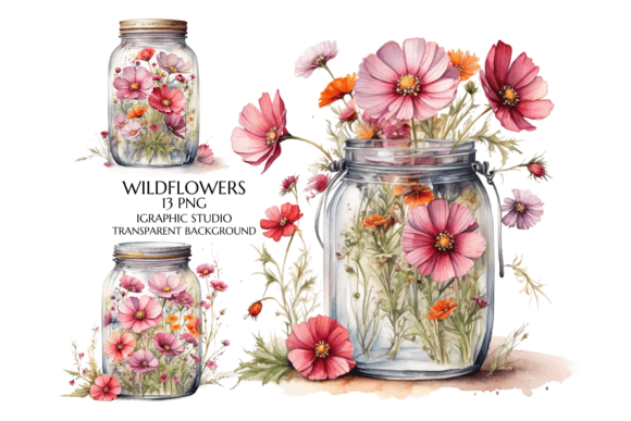 Download Watercolor Flowers in Jar Clipart - Watercolor flowers Collection