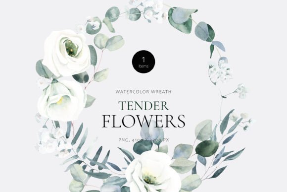 Download Tender Flowers Watercolor Wreath - Flowers watercolor Collection