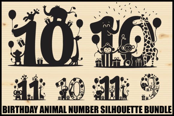 Download Birthday Animal Number Silhouette Bundle - Birthday animal Collection