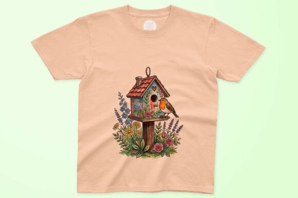 Download Birdhouse Robin Flowers Watercolor Art - Flowers watercolor Collection