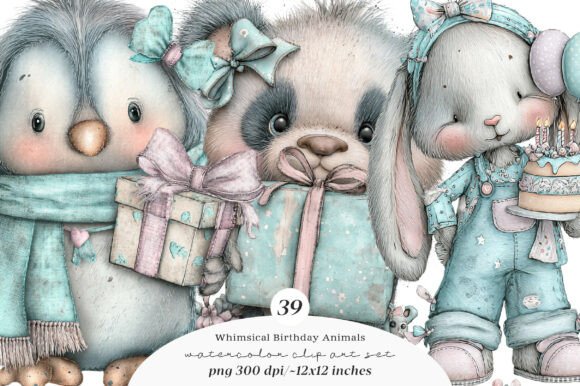 Download Whimsical Birthday Animal Clipart - Birthday animal Collection